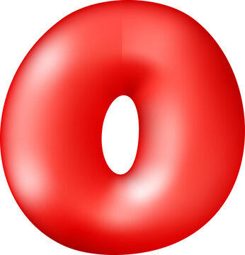 Glossy red 3D balloon number zero