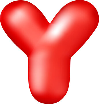 Glossy red 3D balloon letter Y