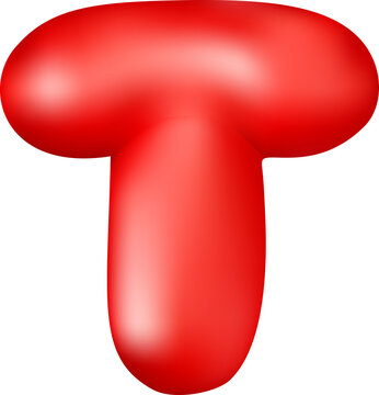 Glossy red 3D balloon letter T
