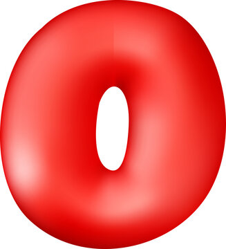 Glossy red 3D balloon number zero