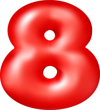 Glossy red 3D balloon number eight
