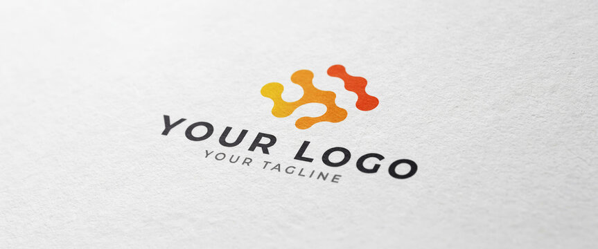 Modern abstract logo design with fluid shapes and gradient colors on textured background for branding identity.