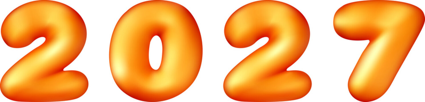 3d gold balloon 2027 new year symbol