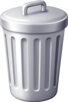 Gray waste bin with a lid in 3D