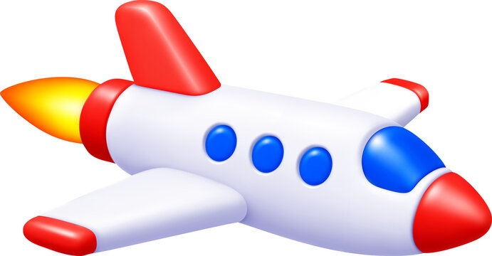 3D cartoon rocket plane or space shuttle