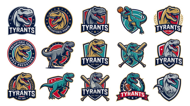 Dinosaur Mascot Logos Collection - Tyrant Lizard Style
