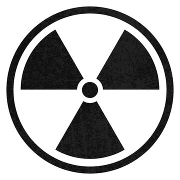 black isolated radiation symbol with grunge texture on transparent background, distressed radioactivity PNG graphic