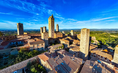 Naklejka premium Aerial view of San Gimignano, Tuscany, Italy