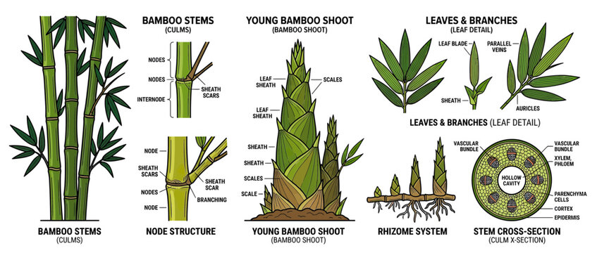 Bamboo Plant Anatomy Diagram Illustration