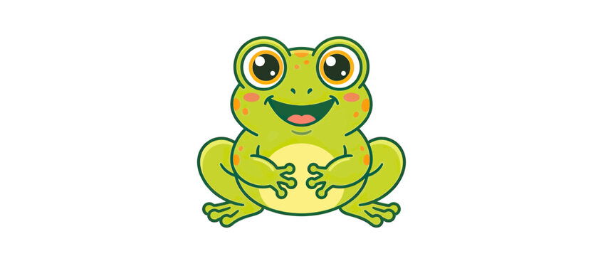 Cute cartoon frog with big eyes and smiling face