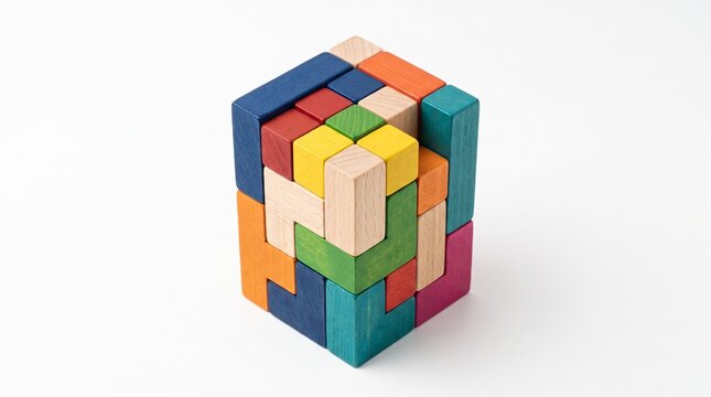 Business Collaboration and Teamwork Concept with Interlocking Wooden Blocks
