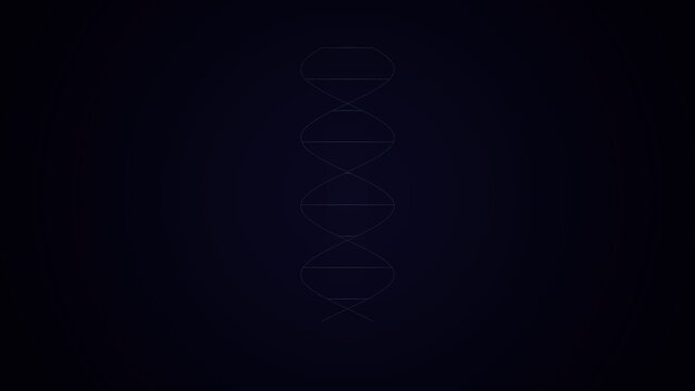 Minimalist lineart depiction of a dna double helix against a dark background