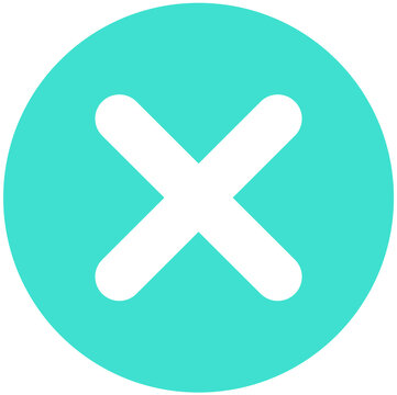 Turquoise Circle Cross Icon for Cancel, Close, Delete, Reject and Error Button PNG Vector Clipart