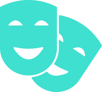 Turquoise Theatre Mask Icon Set Comedy Tragedy Masquerade Vector Icons Transparent PNG