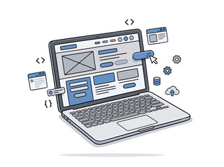 Obraz premium Laptop Showing Web Development Design Interface.