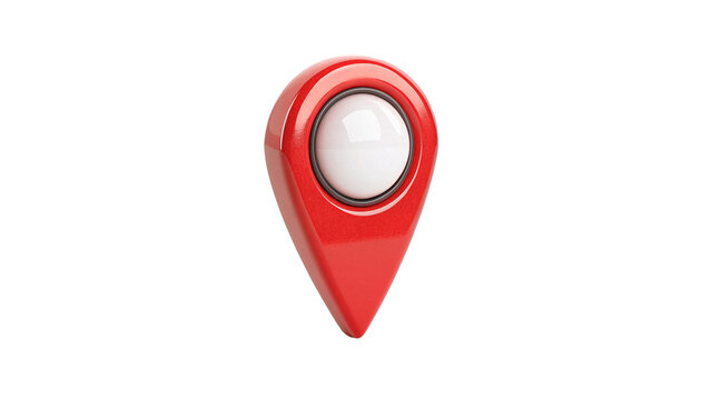 Red plastic three dimensional location pin map marker isolated on transparent background
