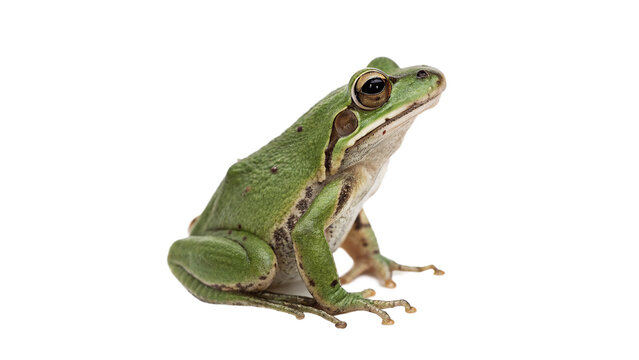 Wild green frog amphibian sitting wildlife fauna isolated on transparent background