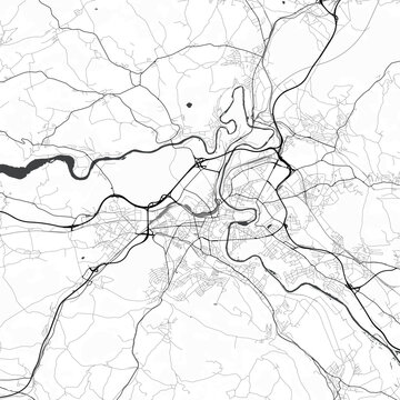 Minimal vector city map of Bern with streets, parks and Aare River