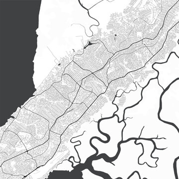 Minimal vector city map of Conakry with streets, districts and road network
