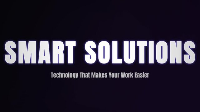 Smart solutions typography title animation, business technology concept phrase, corporate text overlay for modern presentation video