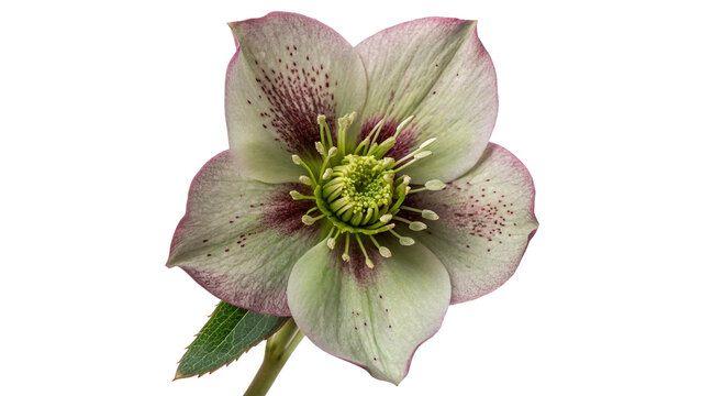 Beautiful pale pink hellebore christmas rose flower isolated on transparent background
