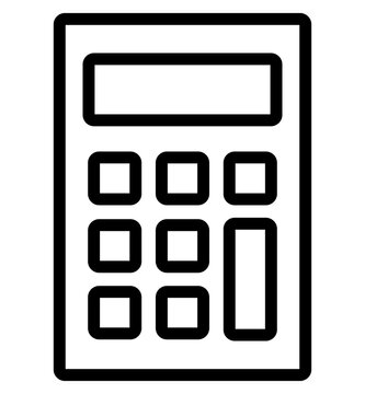 Simple line art icon of a basic calculator with math tool business calculator finance icon mathematical calculation number pad