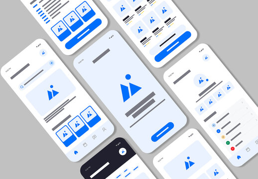 Modern Mobile App UI Wireframe Design Layout