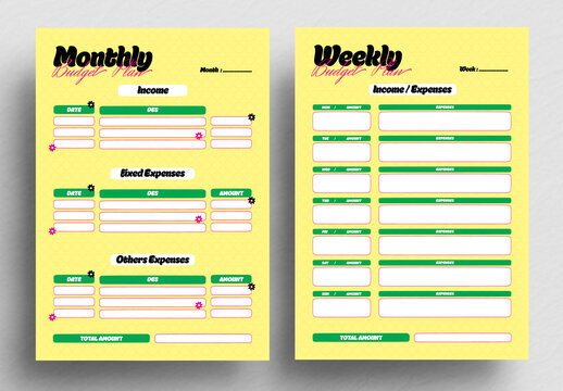 Monthly and Weekly Budget Planner Template with Income and Expense Tracker