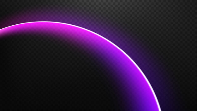 Glowing Purple Arc on Transparent Background, Vector Illustration