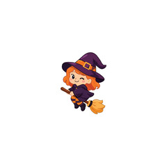 Obraz premium halloween witch on white background