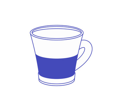 Ceramic mug of coffee. Pottery cup of tea. Teacup of hot drink,water. Ice beverage or cappuccino in cafe. Coffeehouse menu contour icon. Flat isolated outline vector illustration on white background