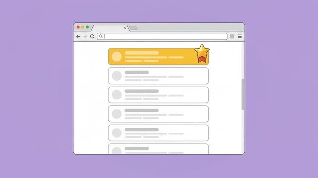 Web Browser Interface With Animated Search Result Ranking And Star Rating