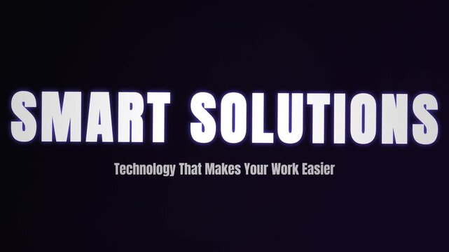 Smart Solutions Typography Title Animation, Bold White Text On Dark Background, Corporate Business Technology Motion Graphic