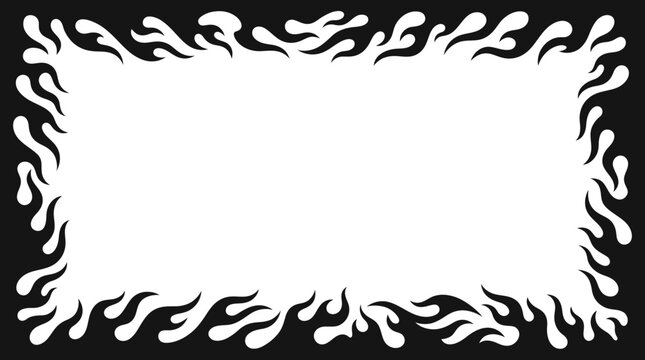 Dynamic Fire Flame Border Frame Silhouette Vector Icon