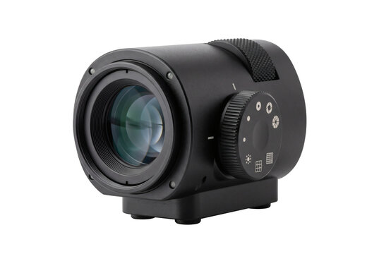 Tactical compact red dot optical reflex rifle sight scope unit with glass lens. Sport shooting hunting precision target aiming hardware. Isolated on transparent background.