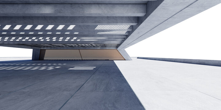 3d rendering Modern concrete minimalist architecture with transparent background