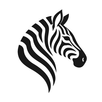 Stylized Zebra Head Portrait with Striking Black White Stripes