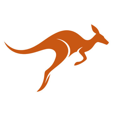 Dynamic Orange Kangaroo Silhouette in Jumping Pose