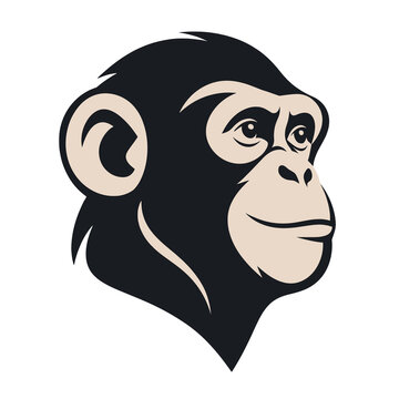Dark Simple Monkey Head Illustration