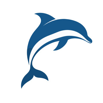 Dynamic Blue Dolphin Silhouette Jumping in Ocean