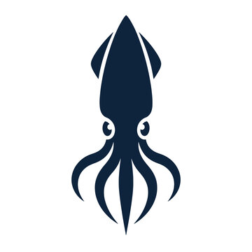 Dark Blue Squid Illustration Abstract Sea Creature