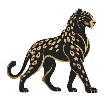 Stylized Leopards Patterned Panther Illustration