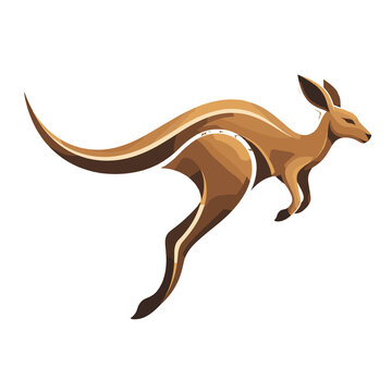 Dynamic Gold Kangaroo Illustration in Flight