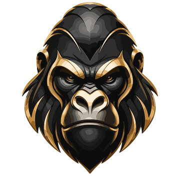 Angry Gorilla Head Emblem Illustration
