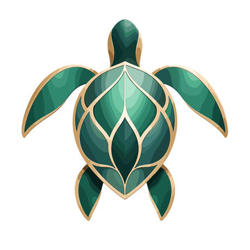 Stylized Green Turtle Illustration Abstract Geometric Sea Creature
