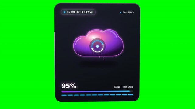 Nube Almacenamiento Data Sincronizaci&oacute;n Tarjeta Pantalla Verde Animac.