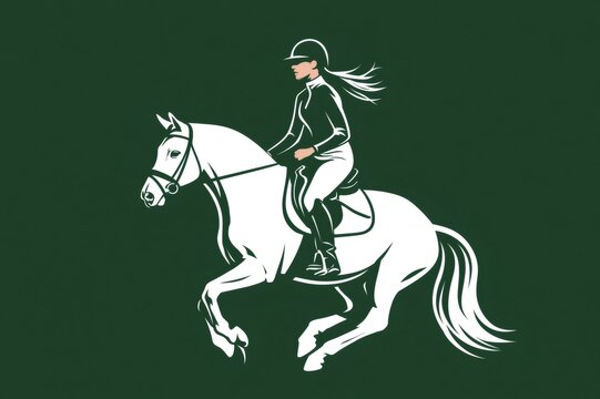 Female equestrian riding horse in competitive dressage training