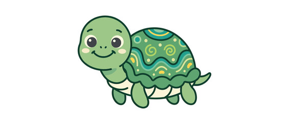 Fototapeta premium Cute cartoon turtle illustration isolated on white background
