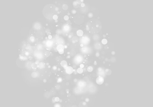 Cluster of soft, glowing white bokeh lights scattered over a black background with varied sizes and brightness on transparent background