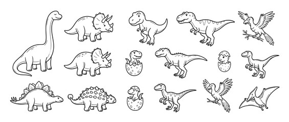 Cute Dinosaur Illustrations Collection Isolated © nadinsahira